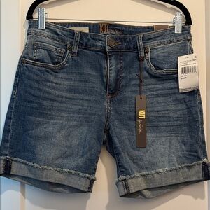 Kut from the Kloth Medium Blue Rolled Hem Denim Shorts